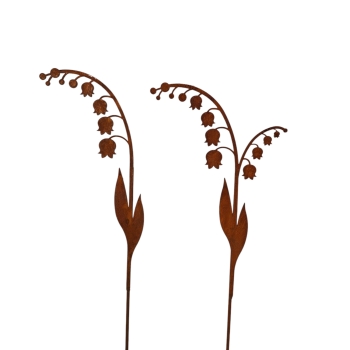 Preview: 2er Set Gartenstecker Beetstecker Edelrost Maiglöckchen